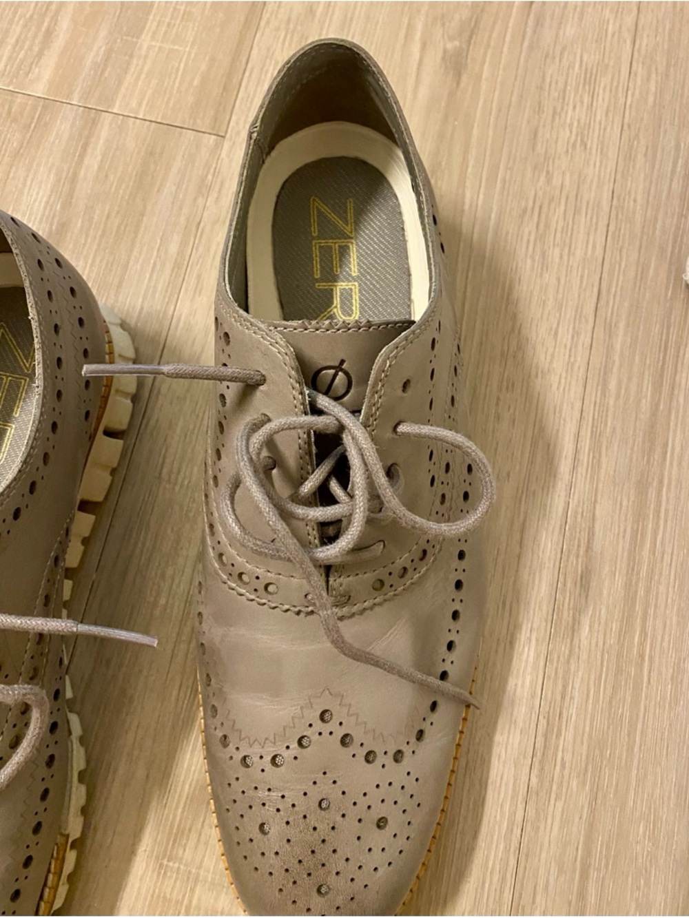 Cole Haan Grey Brogue Wingtip Oxfords - Picture 3 of 4